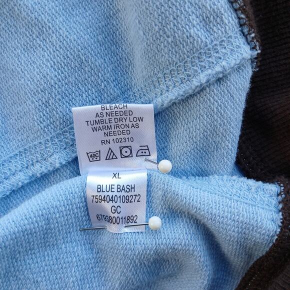 N.Y.L. New York Laundry Blue Bash Full Zip Sweatshirt XL retro jacket brown trim - Picture 10 of 14